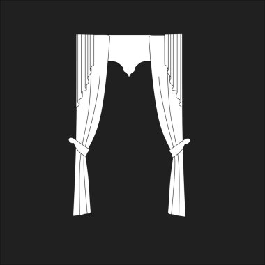 Tasarım pencere perdeleri kroki. iç dekorasyon. Perdeler.