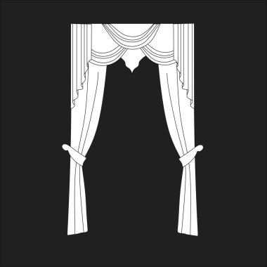 Tasarım pencere perdeleri kroki. iç dekorasyon. Perdeler.
