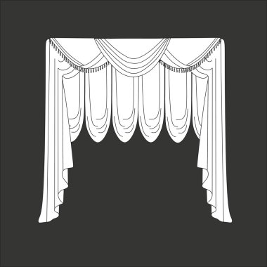 Tasarım pencere perdeleri kroki. iç dekorasyon. Perdeler.