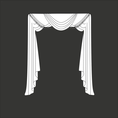 Tasarım pencere perdeleri kroki. iç dekorasyon. Perdeler.