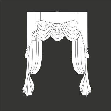 Tasarım pencere perdeleri kroki. iç dekorasyon. Perdeler.