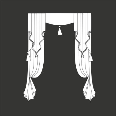 Tasarım pencere perdeleri kroki. iç dekorasyon. Perdeler.