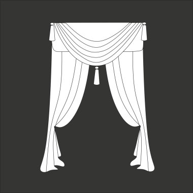 Tasarım pencere perdeleri kroki. iç dekorasyon. Perdeler.