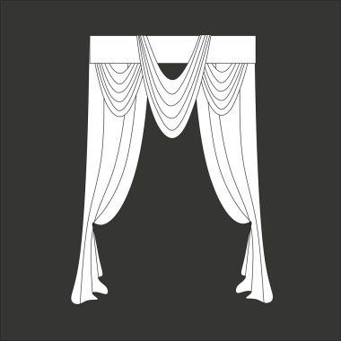 Tasarım pencere perdeleri kroki. iç dekorasyon. Perdeler.