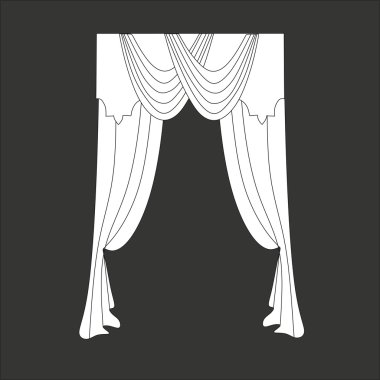 Tasarım pencere perdeleri kroki. iç dekorasyon. Perdeler.