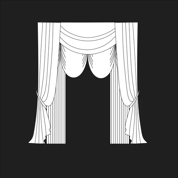 Занавески для окон. внутреннее убранство. шторы . — стоковый вектор