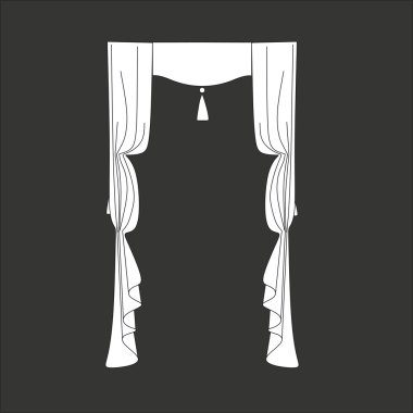 Tasarım pencere perdeleri kroki. iç dekorasyon. Perdeler.