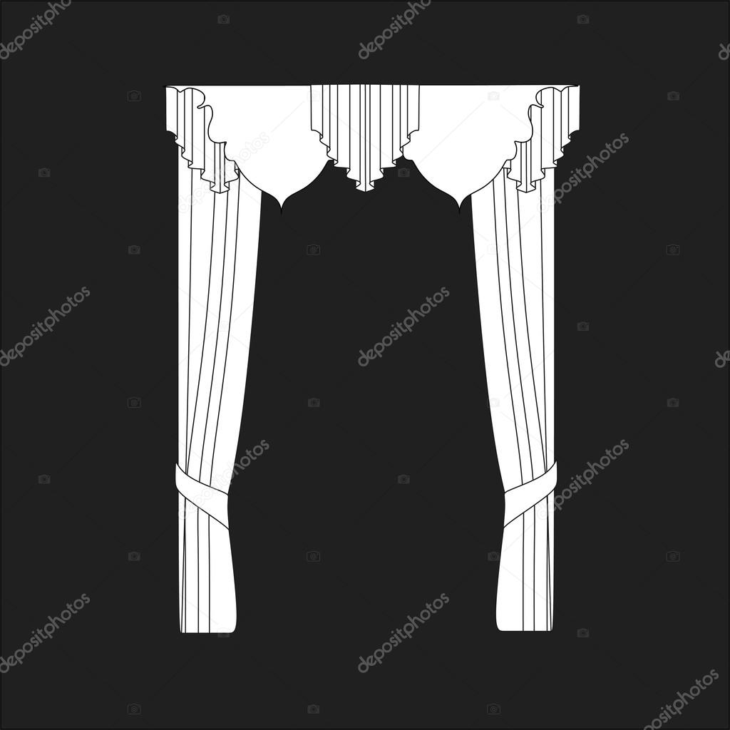 Curtains Sketch Design Curtains Windows Stock Vector