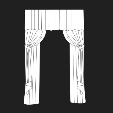 Tasarım pencere perdeleri kroki. iç dekorasyon. Perdeler.