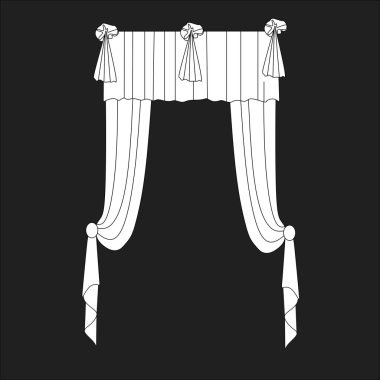 Tasarım pencere perdeleri kroki. iç dekorasyon. Perdeler.