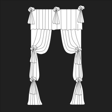 Tasarım pencere perdeleri kroki. iç dekorasyon. Perdeler.