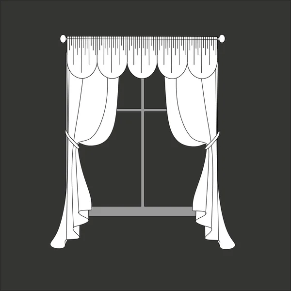 Curtains sketch design curtains windows. — Stock Vector