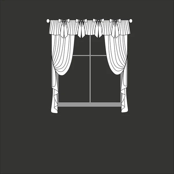 Cortinas boceto diseño cortinas ventanas . — Vector de stock