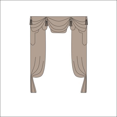 iç dekorasyon. perdeler. Perdeleri iç tasarım kroki.