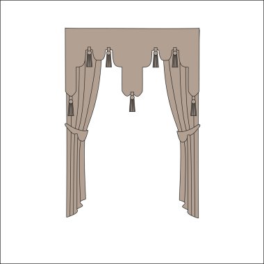 iç dekorasyon. perdeler. Perdeleri iç tasarım kroki.