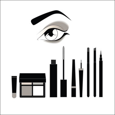 Maskara. göz kalemi. Gölge. Göz kalemi. Makyaj brushes.eye makyaj. 