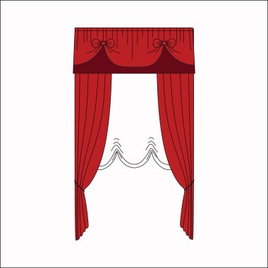 iç dekorasyon. perdeler. Perdeleri iç tasarım kroki.