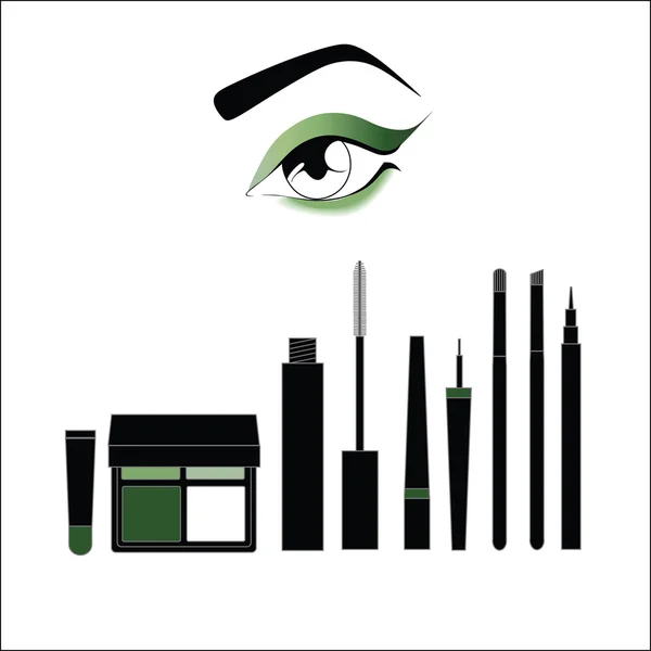 Mascara. eyeliner. shadow. Eyeliner. makeup brushes.eye makeup. — Stock Vector