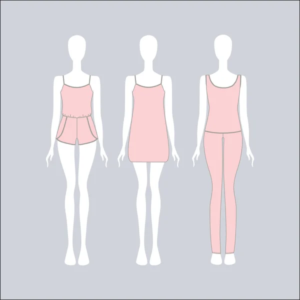 Maillot pyjama femme. Accueil Vêtements femme . — Image vectorielle