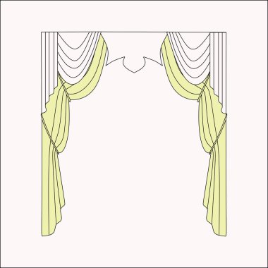  iç dekorasyon. perdeler. Perdeleri iç tasarım kroki.