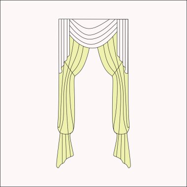  iç dekorasyon. perdeler. Perdeleri iç tasarım kroki.