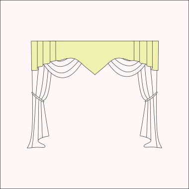  iç dekorasyon. perdeler. Perdeleri iç tasarım kroki.