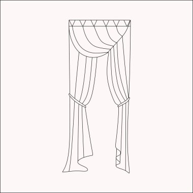  iç dekorasyon. perdeler. Perdeleri iç tasarım kroki.