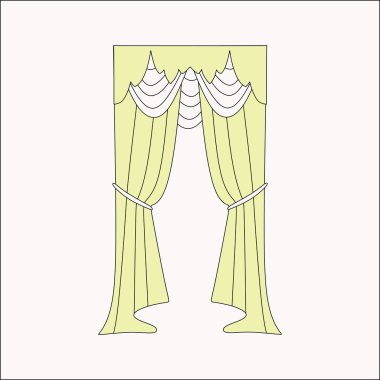  iç dekorasyon. perdeler. Perdeleri iç tasarım kroki.