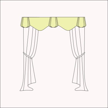  iç dekorasyon. perdeler. Perdeleri iç tasarım kroki.