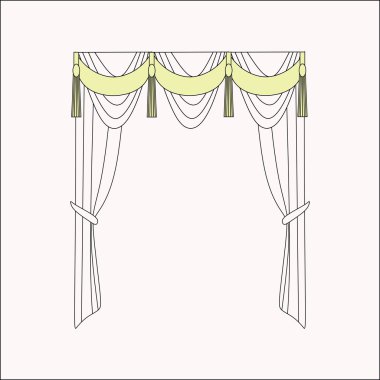  iç dekorasyon. perdeler. Perdeleri iç tasarım kroki.