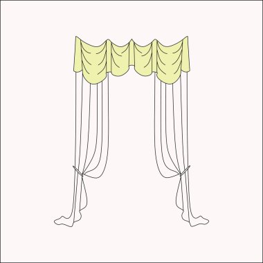  iç dekorasyon. perdeler. Perdeleri iç tasarım kroki.