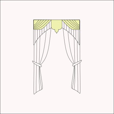  iç dekorasyon. perdeler. Perdeleri iç tasarım kroki.