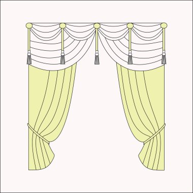  iç dekorasyon. perdeler. Perdeleri iç tasarım kroki.