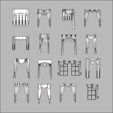 iç dekorasyon. perdeler. Perdeleri iç tasarım kroki. 