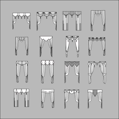  iç dekorasyon. perdeler. Perdeleri iç tasarım kroki.