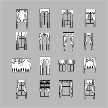 iç dekorasyon. perdeler. Perdeleri iç tasarım kroki. 