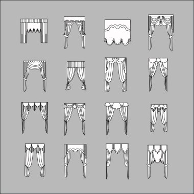  iç dekorasyon. perdeler. Perdeleri iç tasarım kroki.