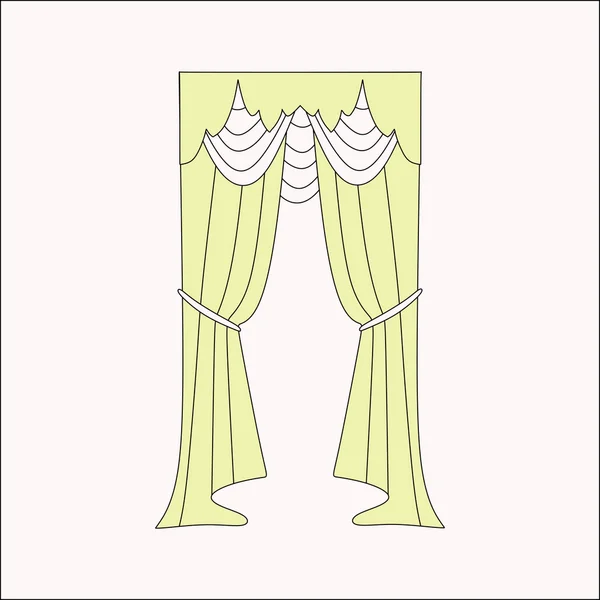 Внутреннее убранство. шторы. эскиз дизайна интерьера . — стоковый вектор