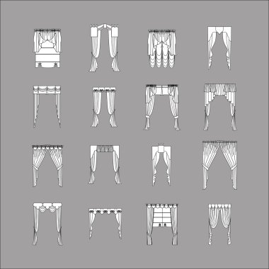  iç dekorasyon. perdeler. Perdeleri iç tasarım kroki.