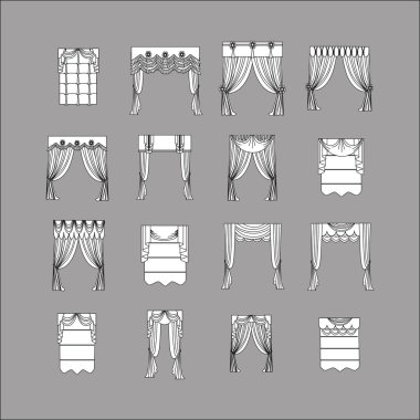  iç dekorasyon. perdeler. Perdeleri iç tasarım kroki.