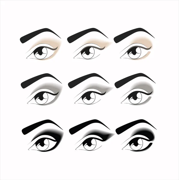 Maquillaje de ojos todos los días. Maquillaje. maquillaje de ojos. varias opciones para e — Vector de stock