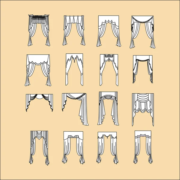 iç dekorasyon. perdeler. Perdeleri iç tasarım kroki. 