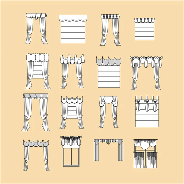 iç dekorasyon. perdeler. Perdeleri iç tasarım kroki. 