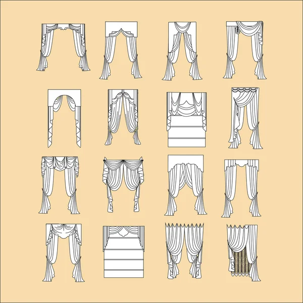 iç dekorasyon. perdeler. Perdeleri iç tasarım kroki. 