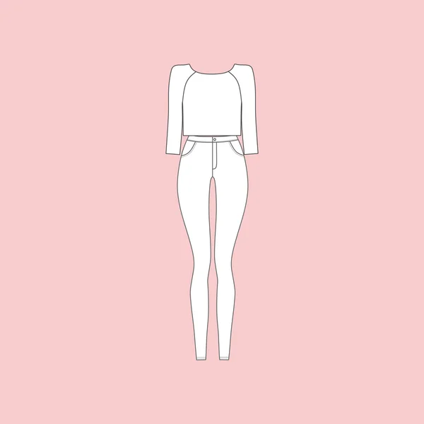 Saltador. ropa de casa de las mujeres. pijamas. arriba . — Vector de stock