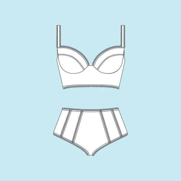 Dessous. Badeanzug. Bikini. Höschen. bra. — Stockvektor