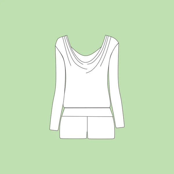 Shorts. Arriba. Camiseta pijama mujer . — Vector de stock