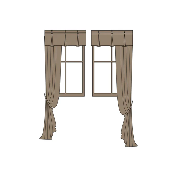 Textiles interiores. decoración de ventanas. cortinas . — Vector de stock