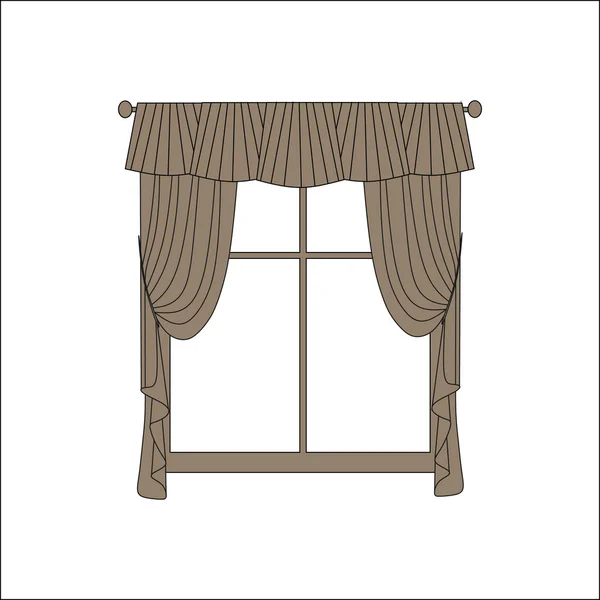 Decoración de ventanas. cortinas. textiles interiores . — Vector de stock