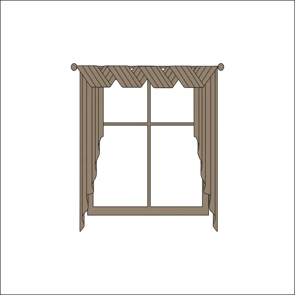 Décoration de fenêtre. rideaux. textiles intérieurs . — Image vectorielle